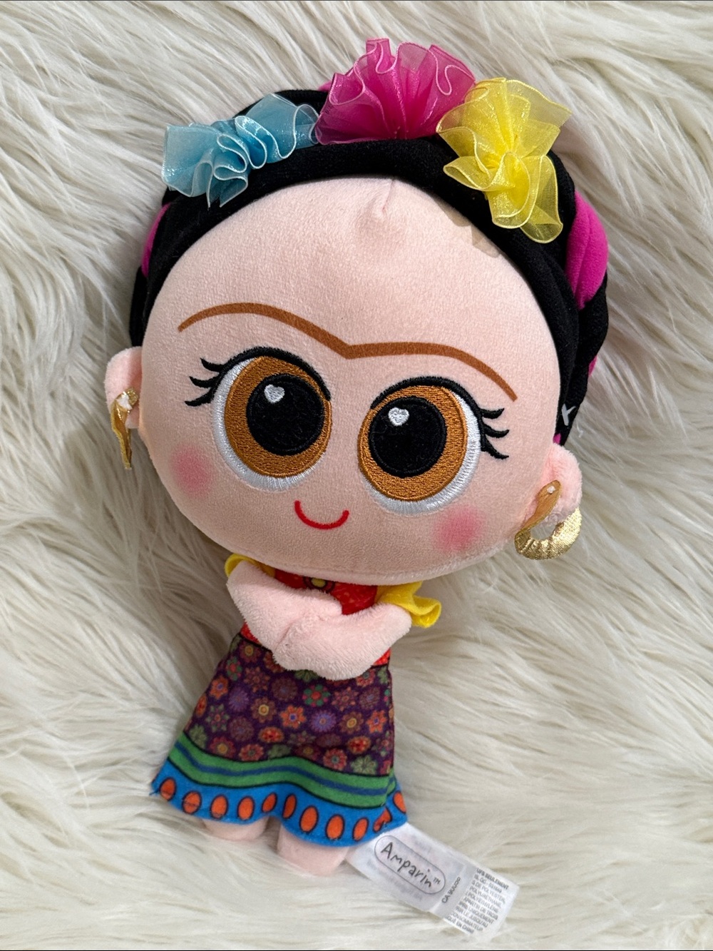 Amparin Whimsical "Frida Kahlo" Plush Doll Fiesta Fun stuffed Plushie 12”